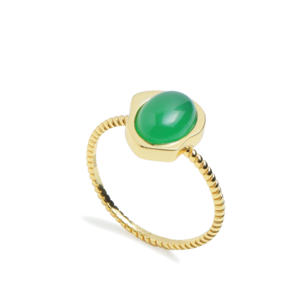 Noble One Ring Gold - Green Stone -