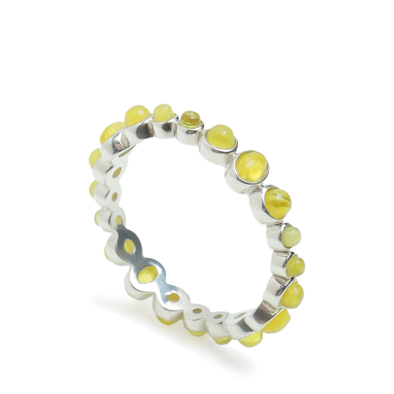 Dot Line Ring Silver - Yellow Stone -