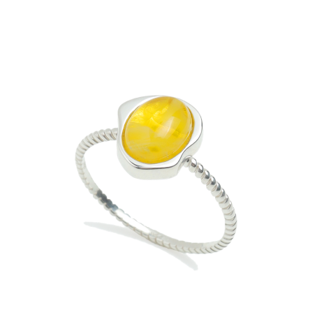 Noble One Ring Silver - Yellow Stone -