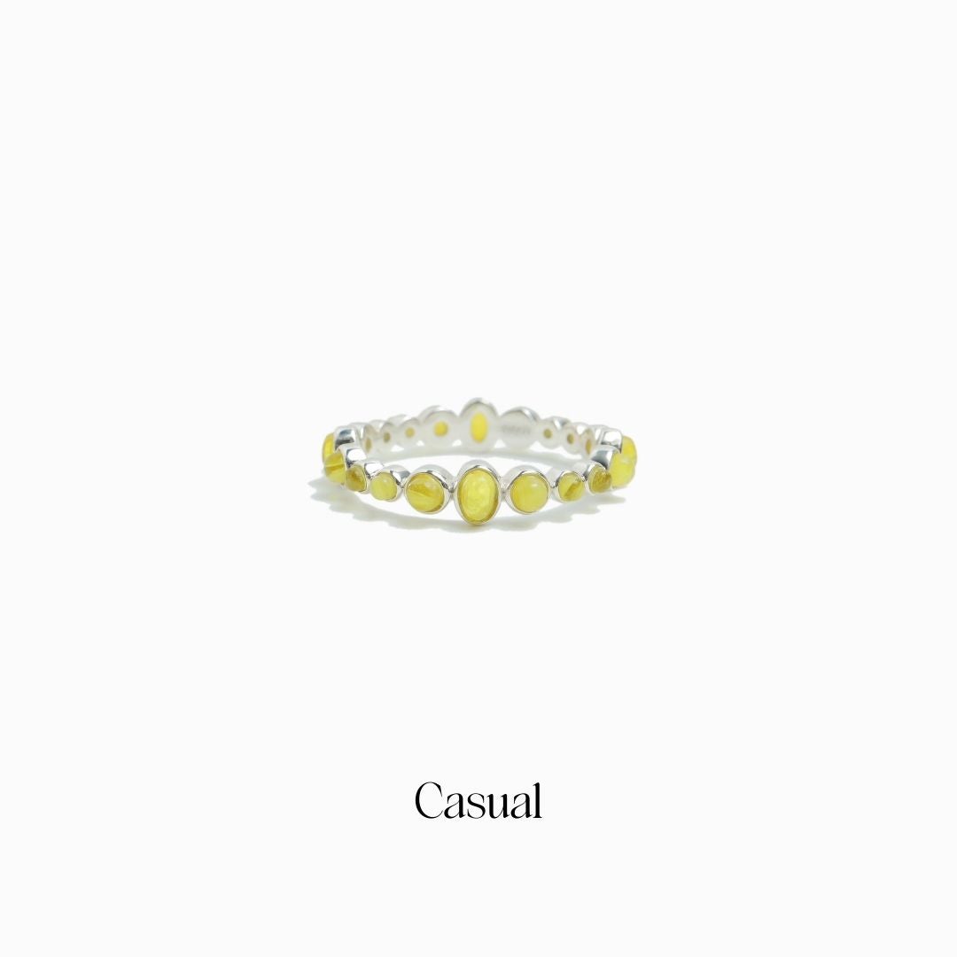 Dot Line Ring- Green Stone 【Luxe】（Gold） | Melloff