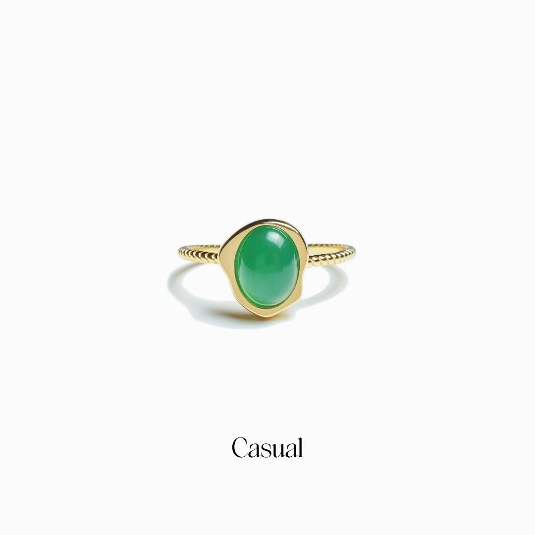 Noble One Ring- Green Stone【Casual】（Gold） | Melloff