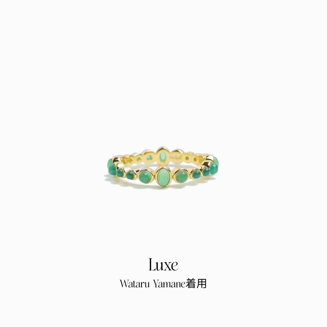 Dot Line Ring- Green Stone 【Luxe】（Gold） | Melloff