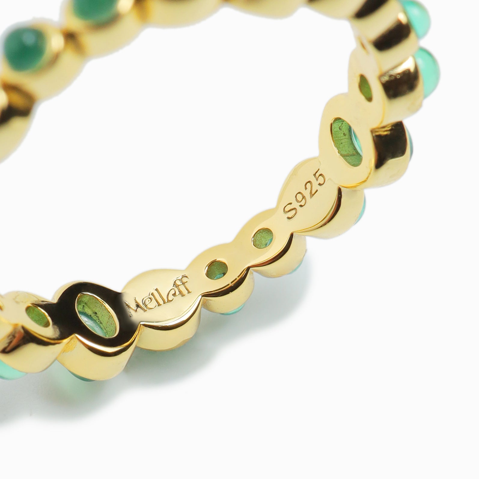 Dot Line Ring- Green Stone 【Luxe】（Gold） | Melloff