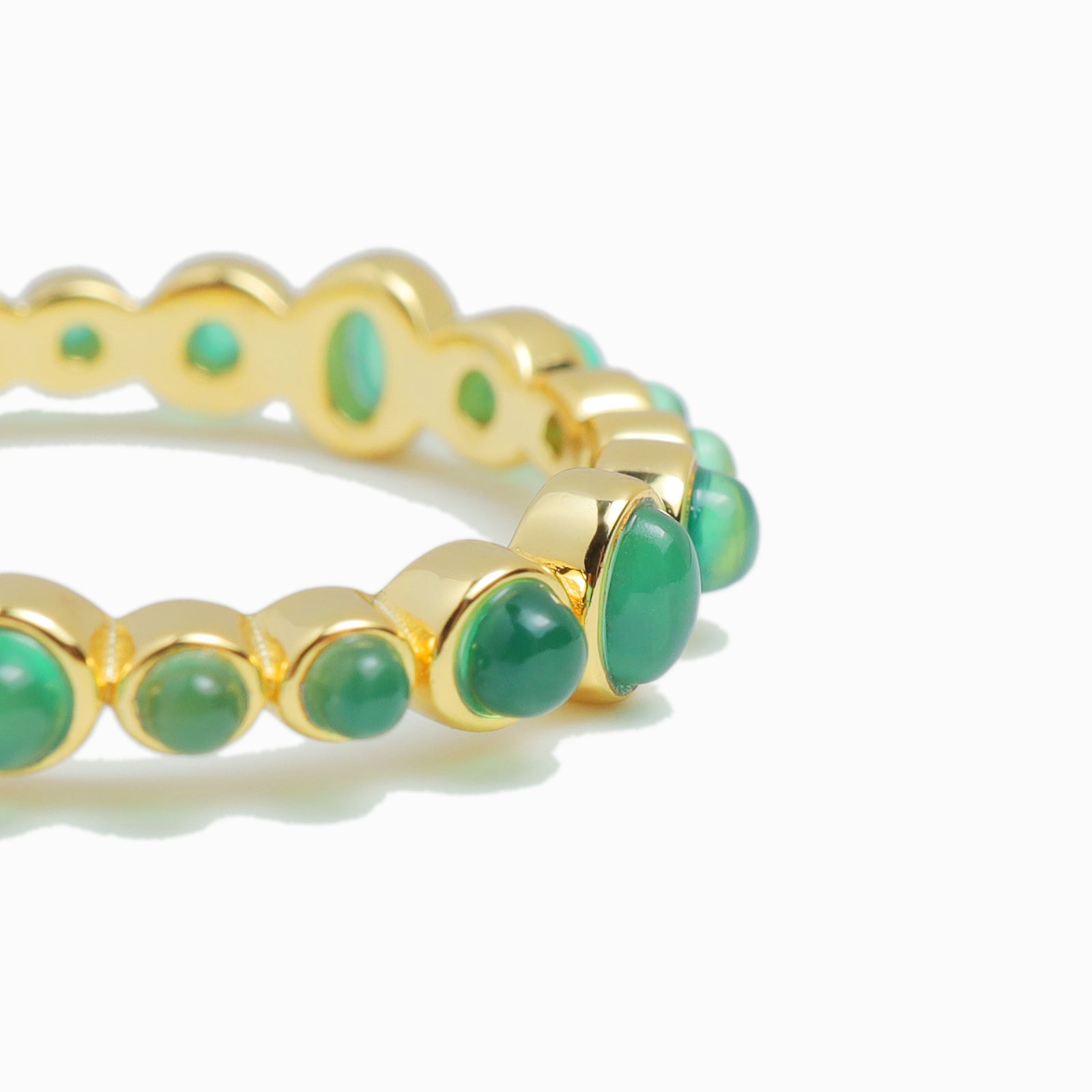Dot Line Ring- Green Stone 【Luxe】（Gold） | Melloff