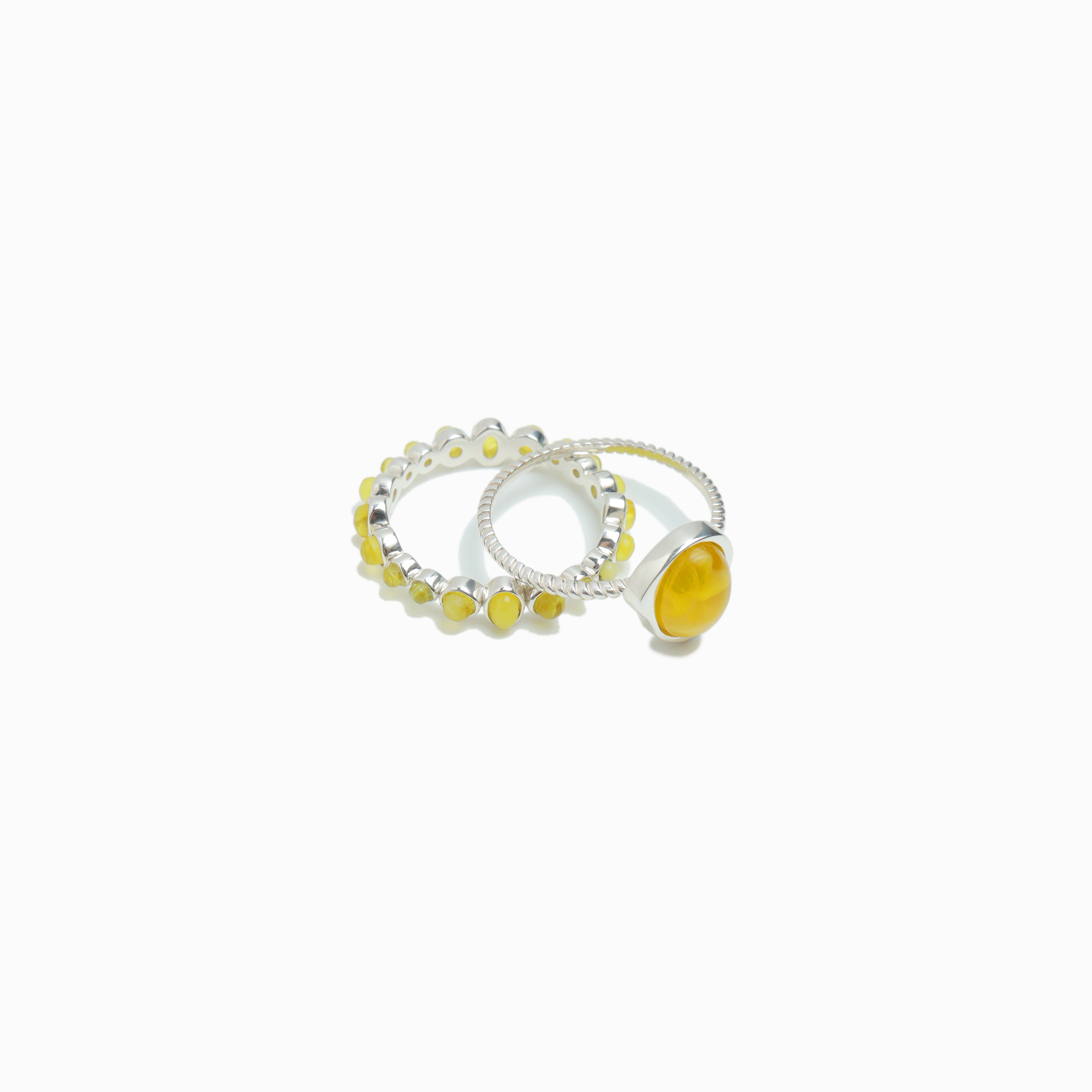 Dot Line Ring- Yellow Stone 【Luxe】（Silver） | Melloff