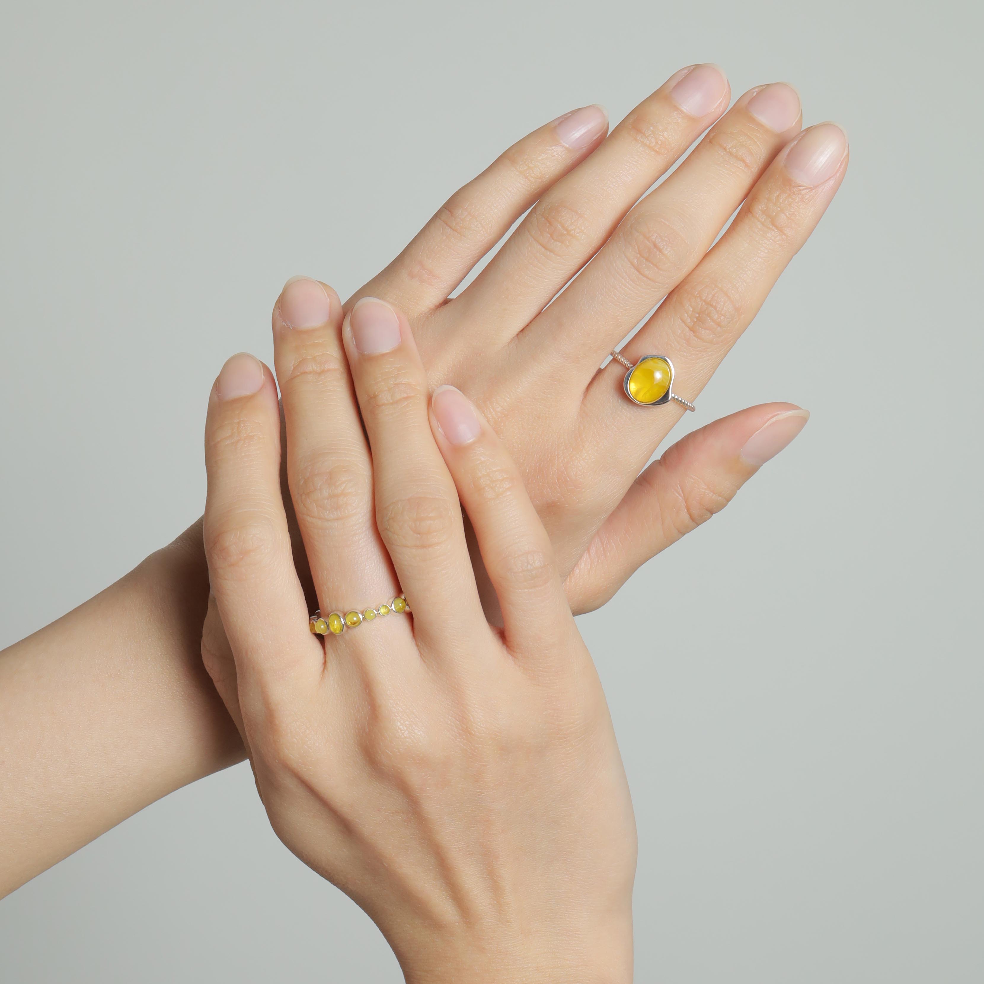 Dot Line Ring- Yellow Stone 【Luxe】（Silver） | Melloff