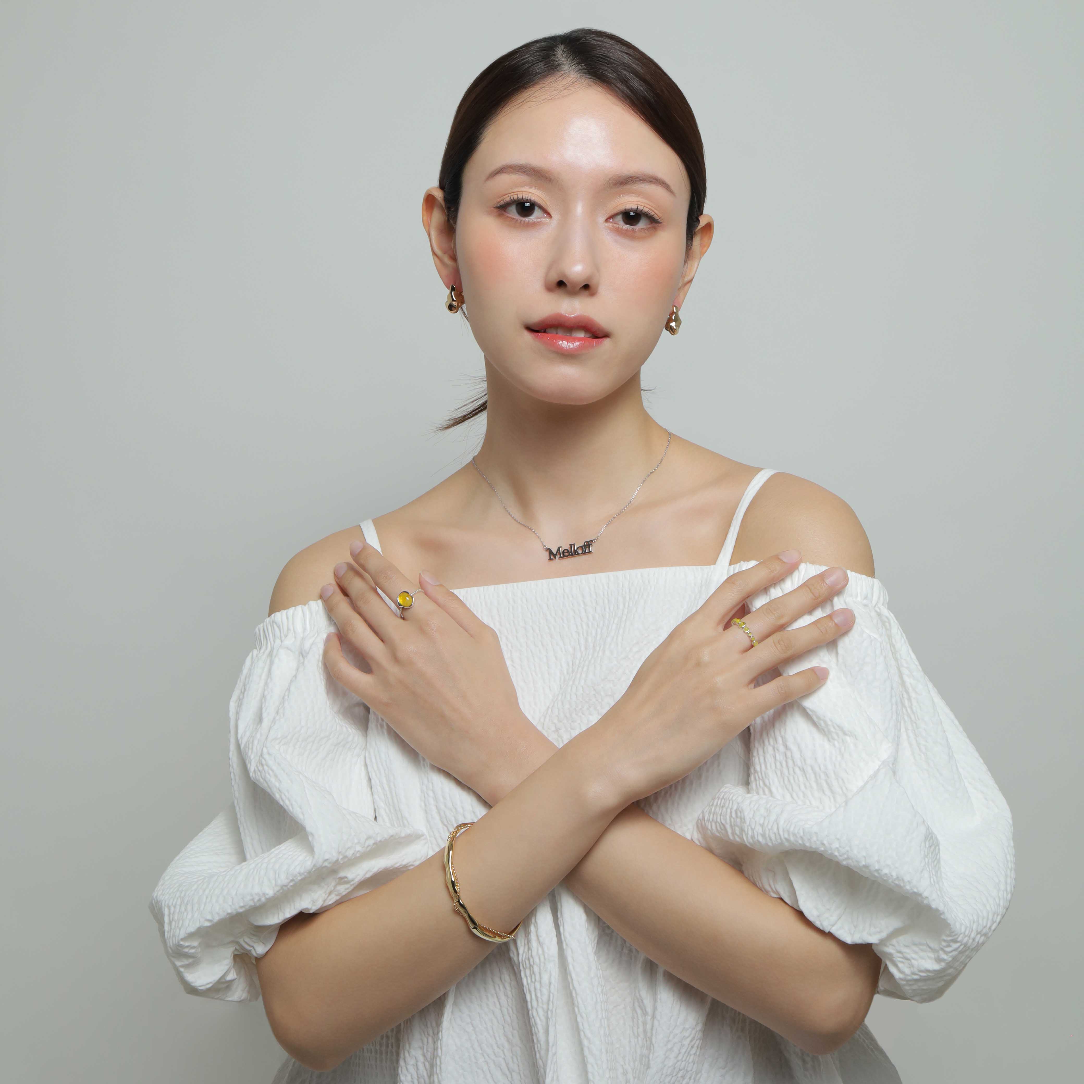 Dot Line Ring- Yellow Stone 【Luxe】（Silver） | Melloff